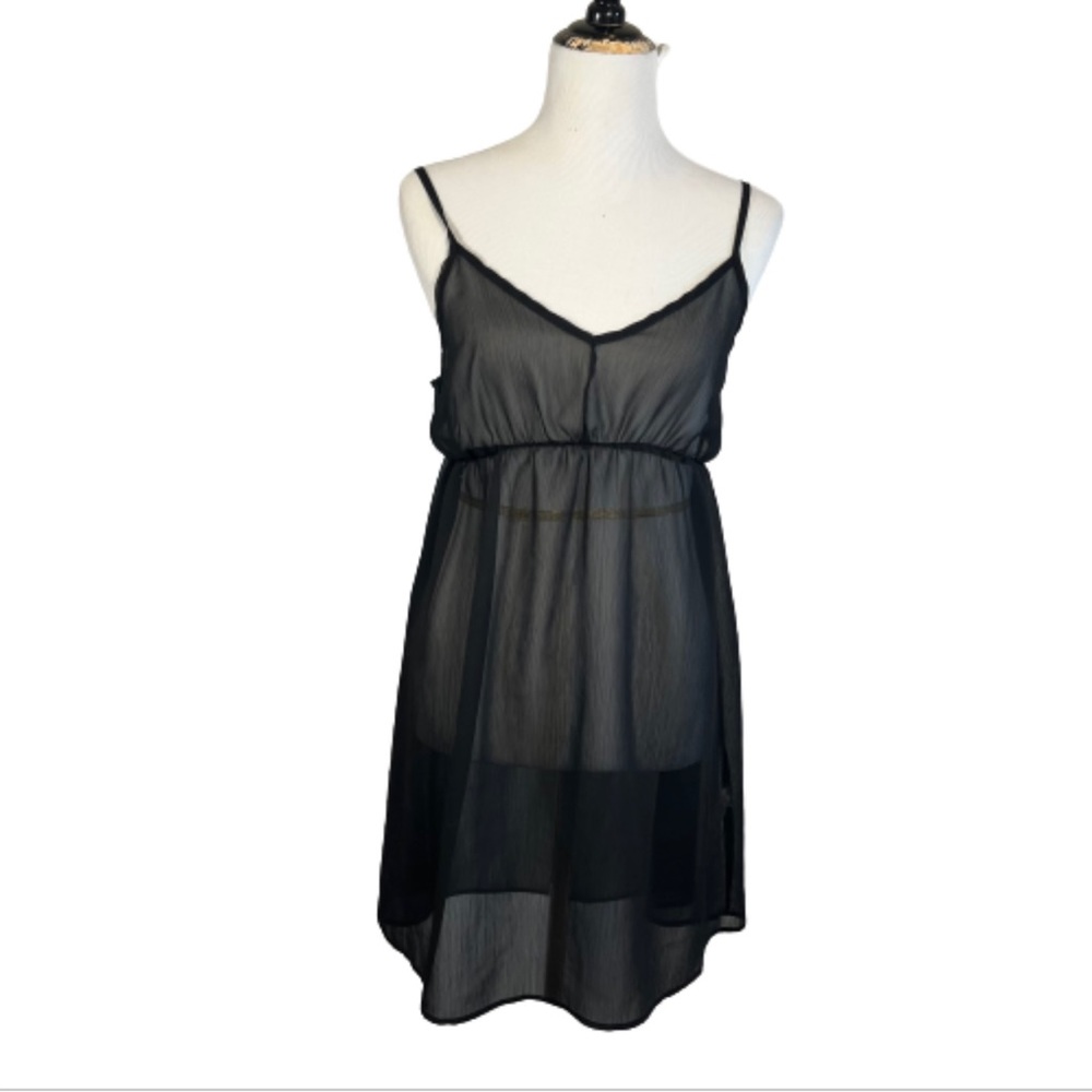 Blue Bird Black Sheer Spaghetti Strap Dress